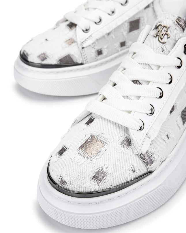 Women's Textile White/Black Sneakers -289