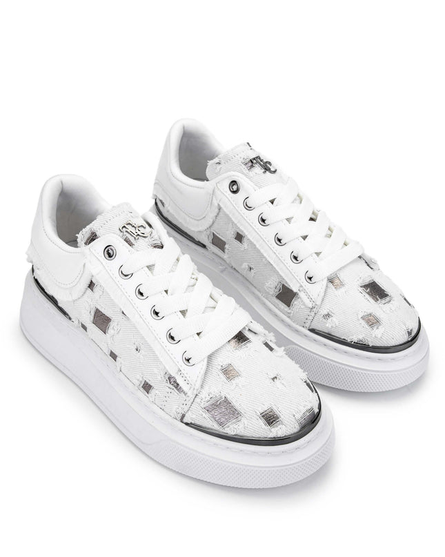 Women's Textile White/Black Sneakers -289