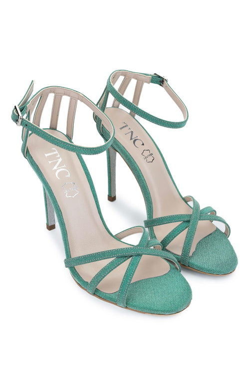 Women's Vegan Green Heeled Sandals H14