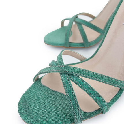 Women's Vegan Green Heeled Sandals H14