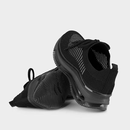 Textile Leather Black Lace-up Women's Sports Shoes - 251