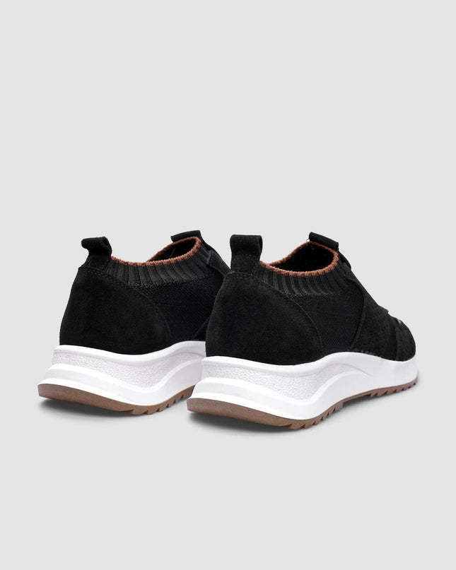 Knitwear Black Elastic Women's Sports Shoes H05