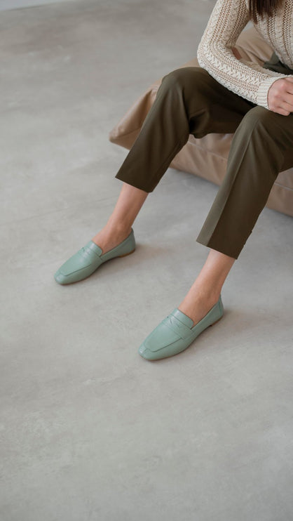 حذاء باليرينا تينا جلد طبيعي أخضر F72