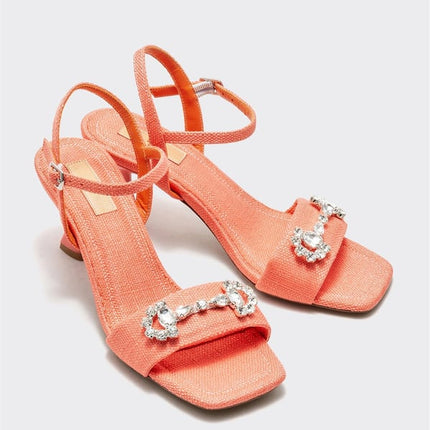Orange Women's Heeled Sandals H01