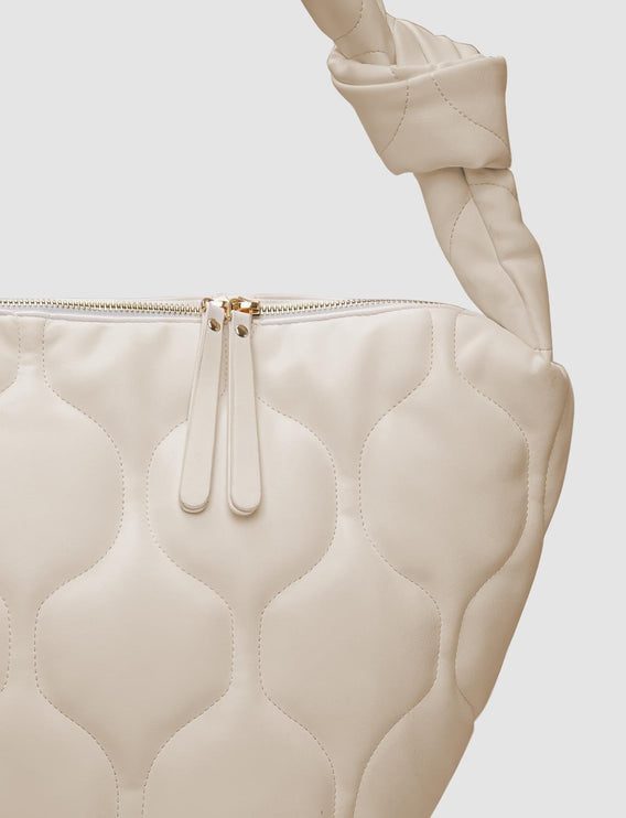 White Women's Shoulder Bag with Tie Detail