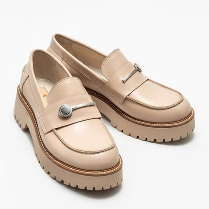 Chilly Mink Leather Women's Loafer -405