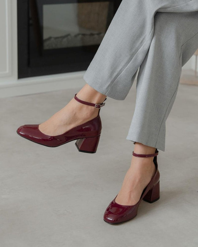 Werner Burgundy Patent Leather Heeled Shoes 507║